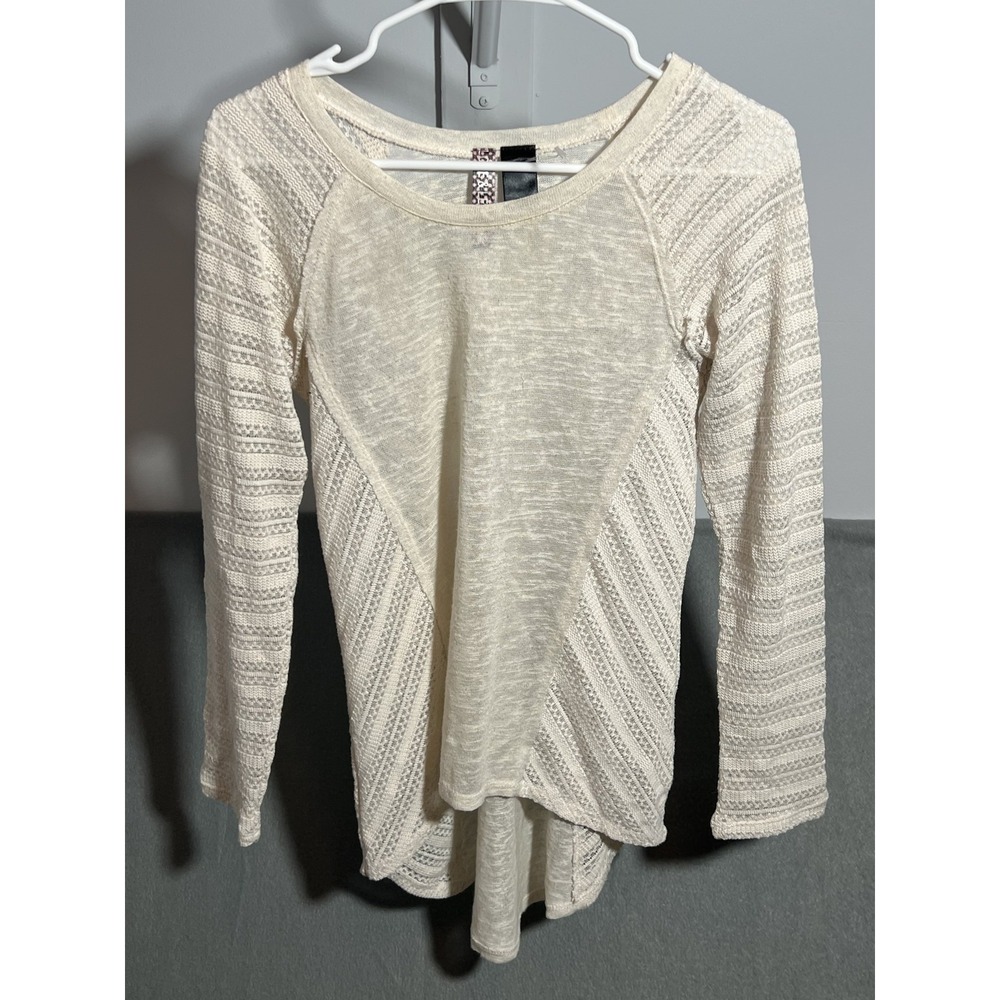 Love‎ & Let Love Women's Cream Knit Top Size M Long Sleeve Textured Pullover